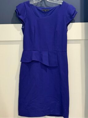 ANTONIO MELANI Cobalt Blue Peplum Midi Sheath Dress Size 6
